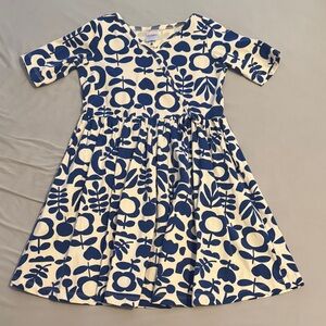 Hanna Andersson Blue and White Patterned Kids Dress